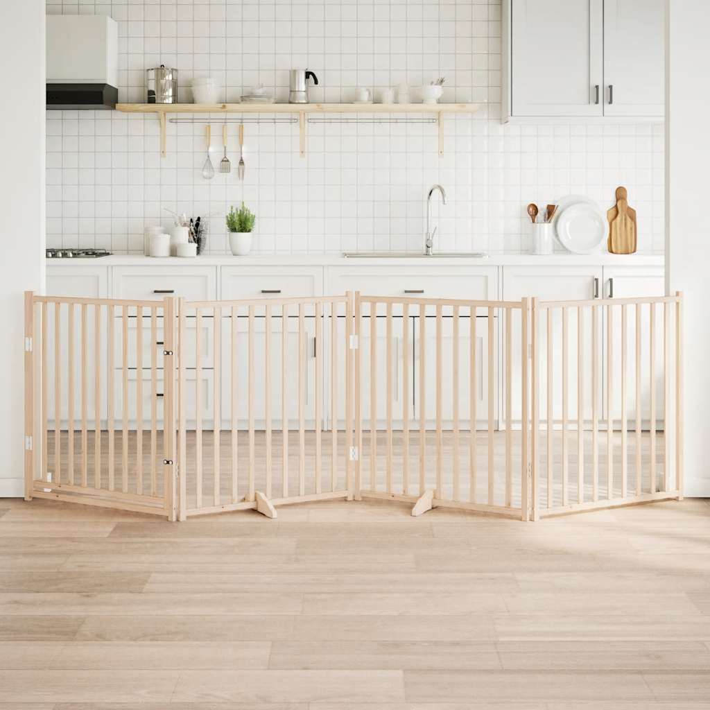 Vidaxx puerta plegable para perros con puerta 4 paneles 320cm madera maciza de pino