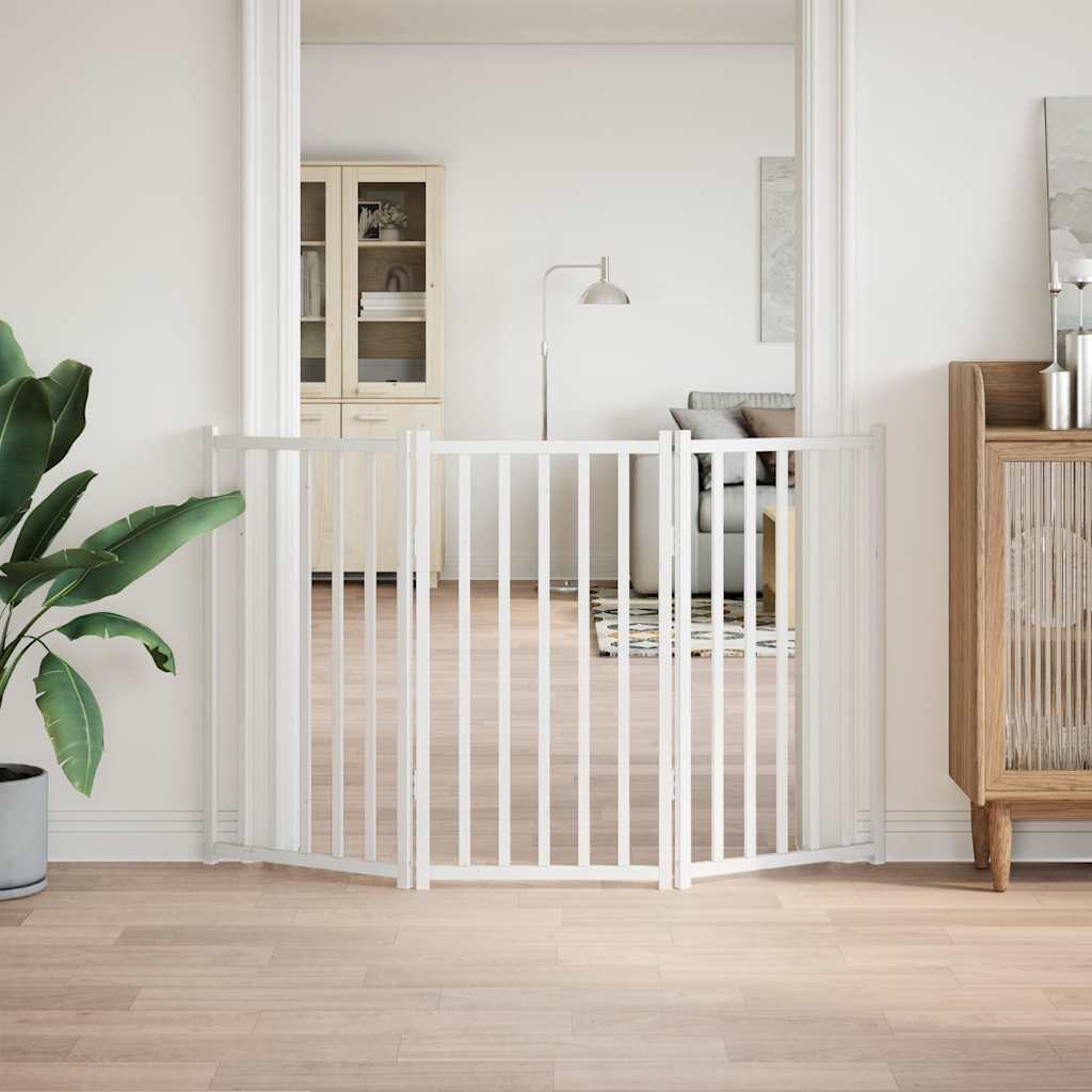 Vidaxl ausklappbar Hondspaart 3 Paneele 150 cm massiv Pinienholz wäiss