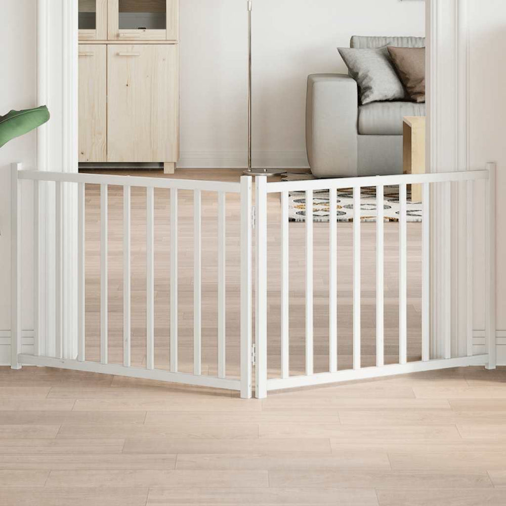 Vidaxl Folding Dog Fence 2 Panels 160cm Solid Pine Wood White