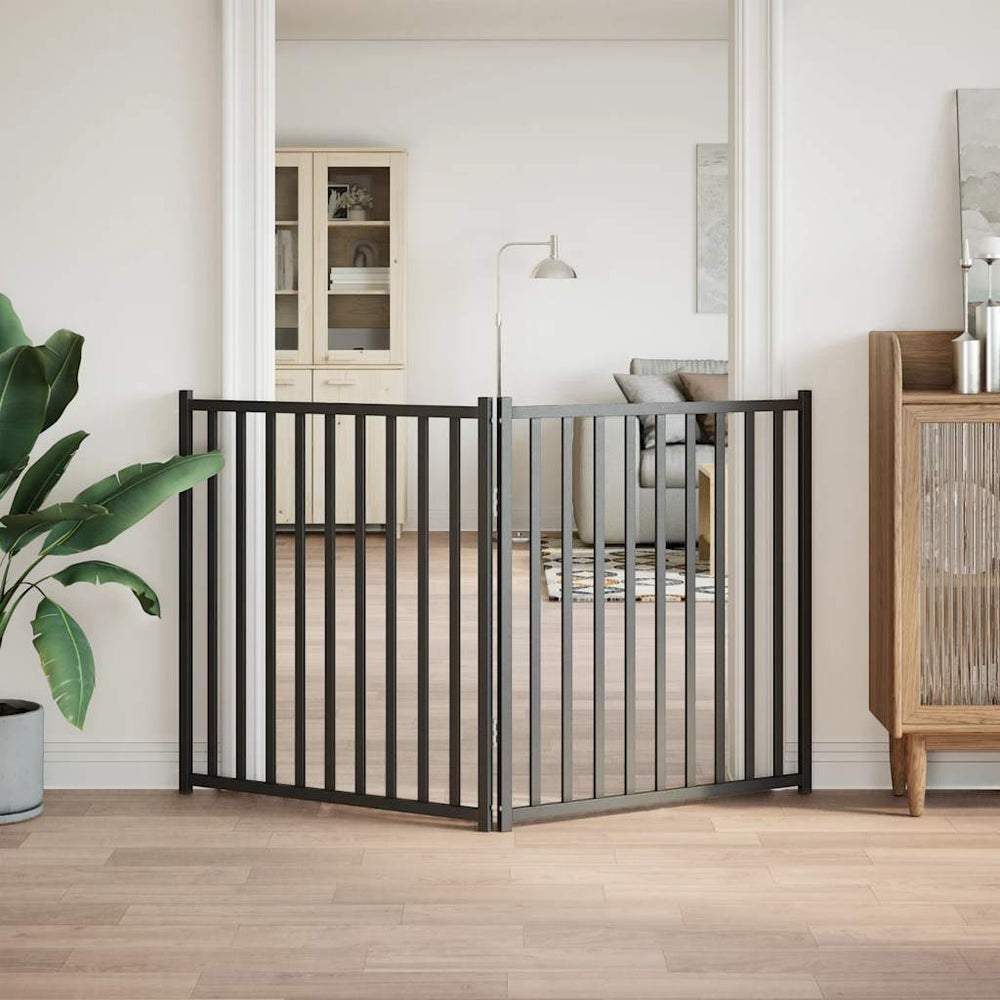 Vidaxl Hundezaun zusammenklappbar 2 Paneele 160 cm Festkiefer schwarz