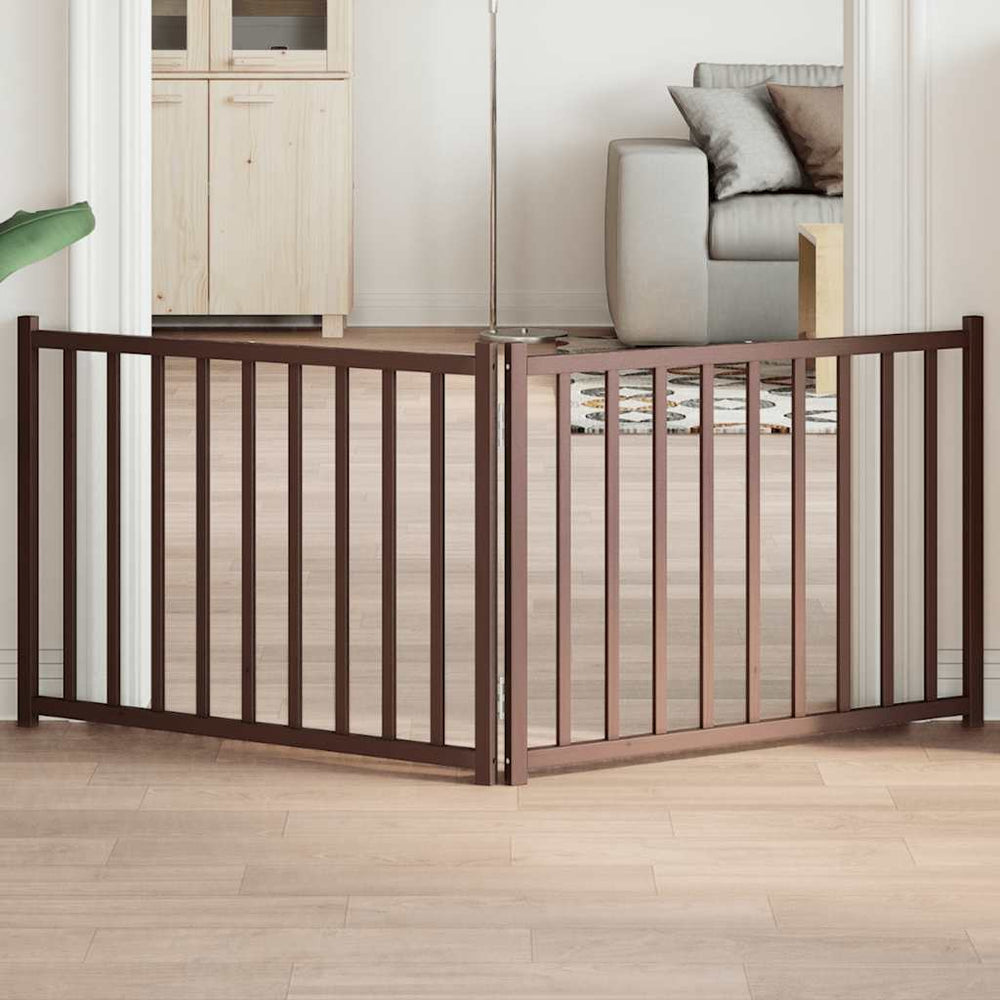 VIDAXL Hundezaun zusammenklappbar 2 Paneele 160 cm Festkiefer -Braune -Eiche