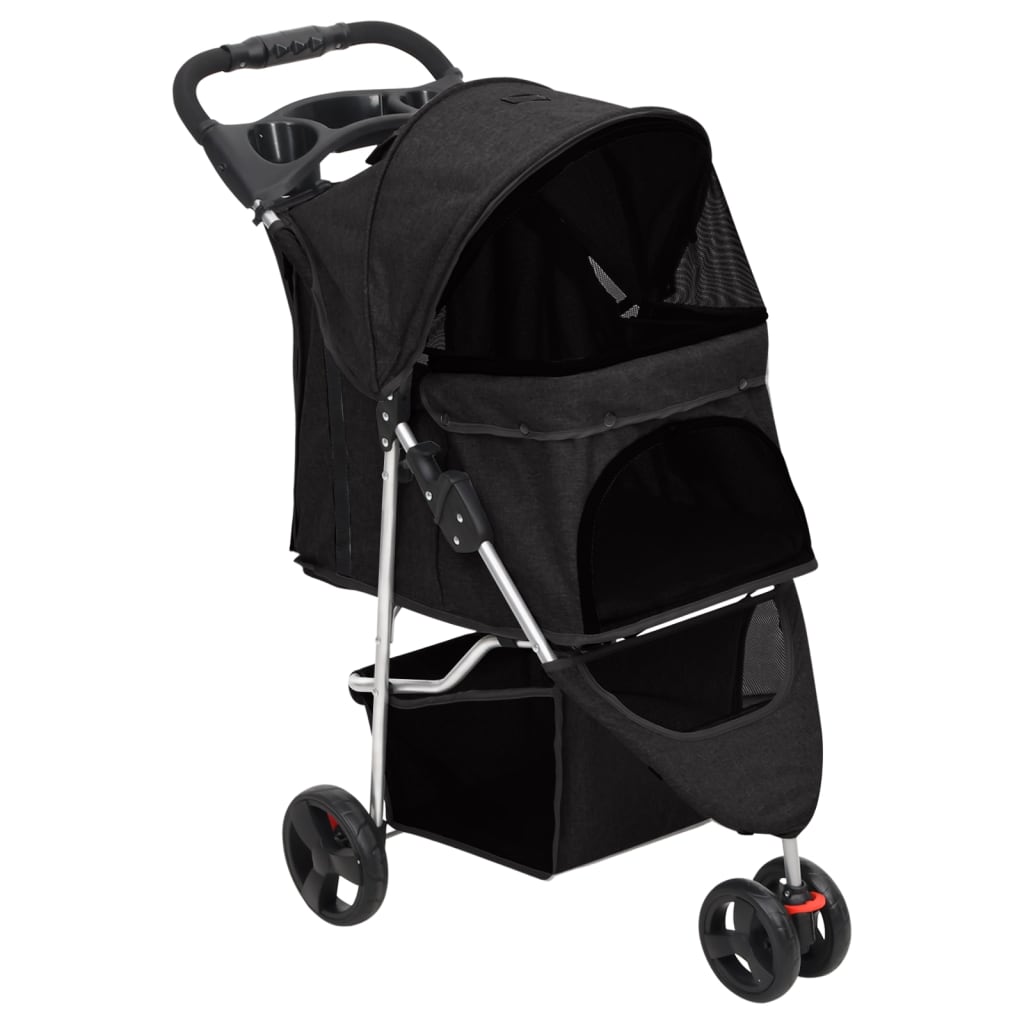 Vidaxl Dog Car składany 80x46x98 CM Oxford Tkanina Czarna