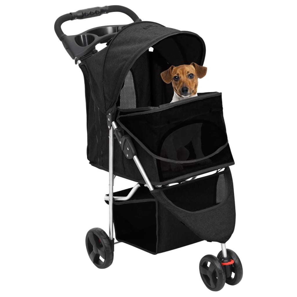Vidaxl Dog Car składany 80x46x98 CM Oxford Tkanina Czarna