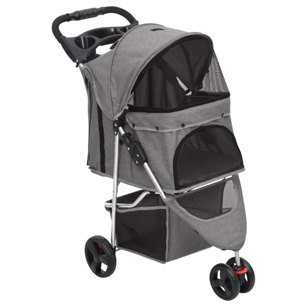 VIDAXL Dog Car Składany 80x46x98 CM Oxford Fabric Grey