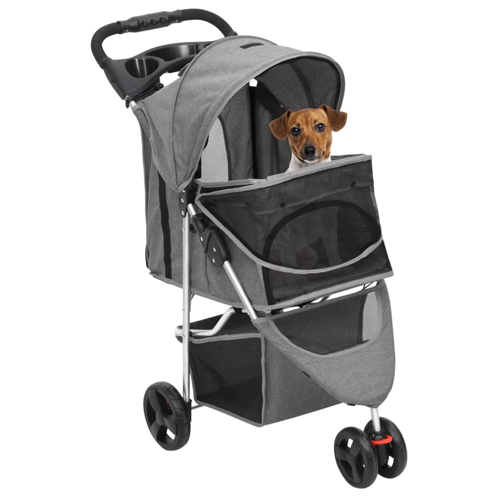 VIDAXL Dog Car Składany 80x46x98 CM Oxford Fabric Grey