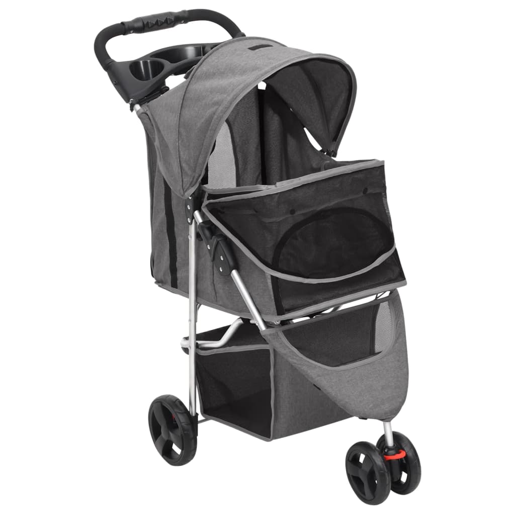 VIDAXL Dog Car Składany 80x46x98 CM Oxford Fabric Grey