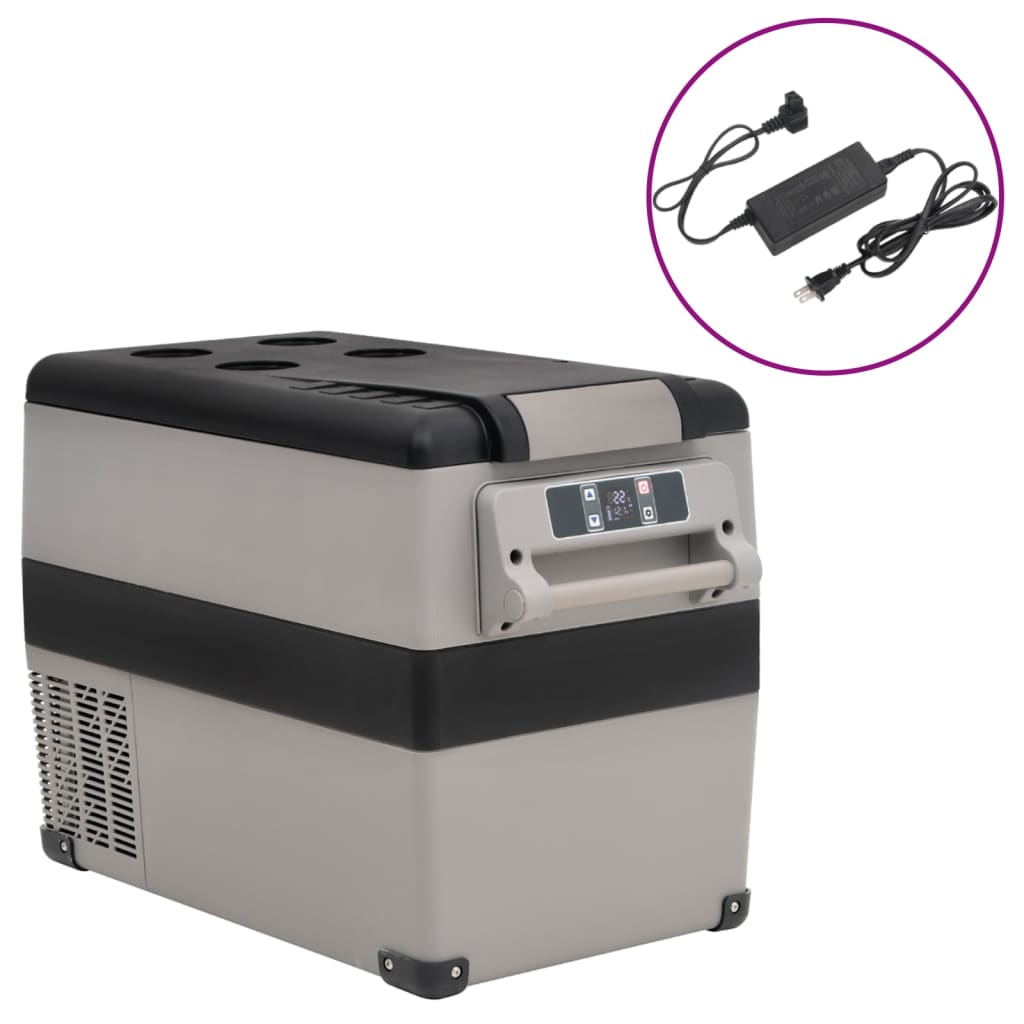 VidaXL Cooler Box with Handle and Adapter 55 L PP PE Black and Gray