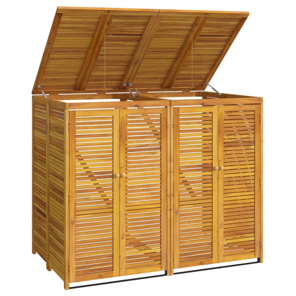 VidaXL Double Waste Bin Storage 140x89x117 cm Solid Acacia Wood