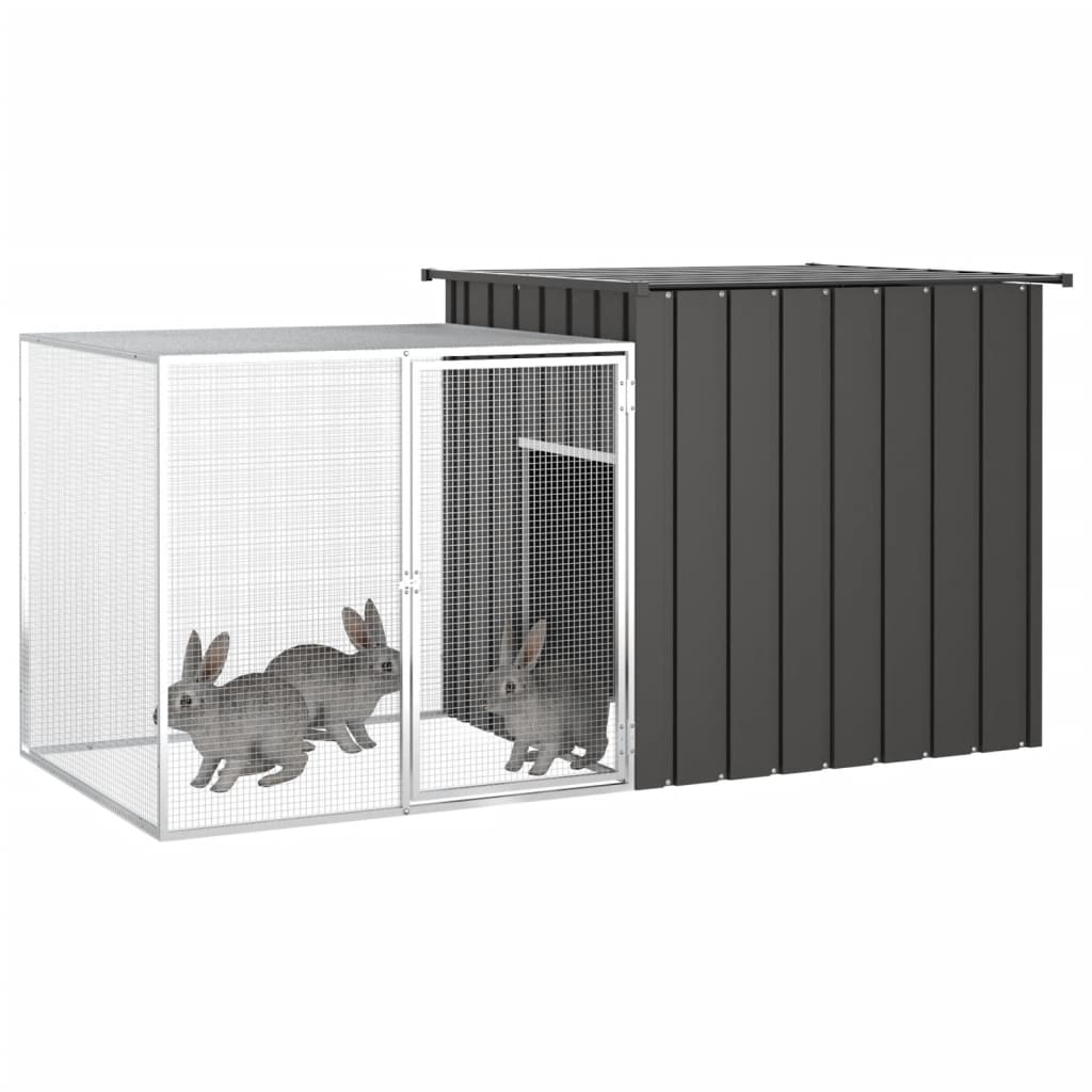 Vidaxxl Rabbit Hutch 200x91x100 cm pocinkani jekleni antracit
