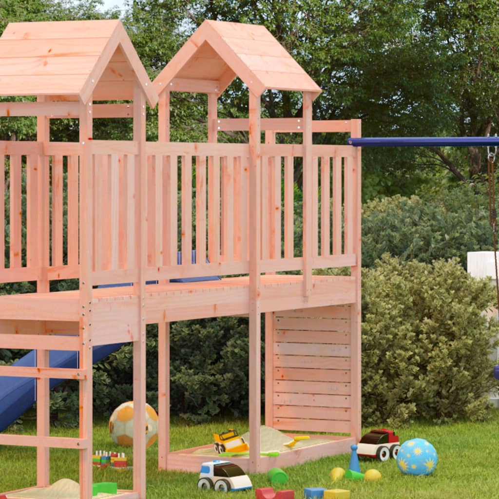 Vidaxl Play Tower With Rock Wall 53x110.5x214 cm Solid Douglas Wood
