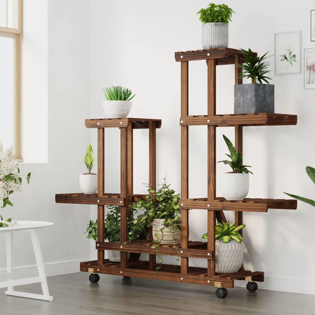 Vidaxx Plant Stand with Wheels 95x25x101 cm Solid Pine Wood