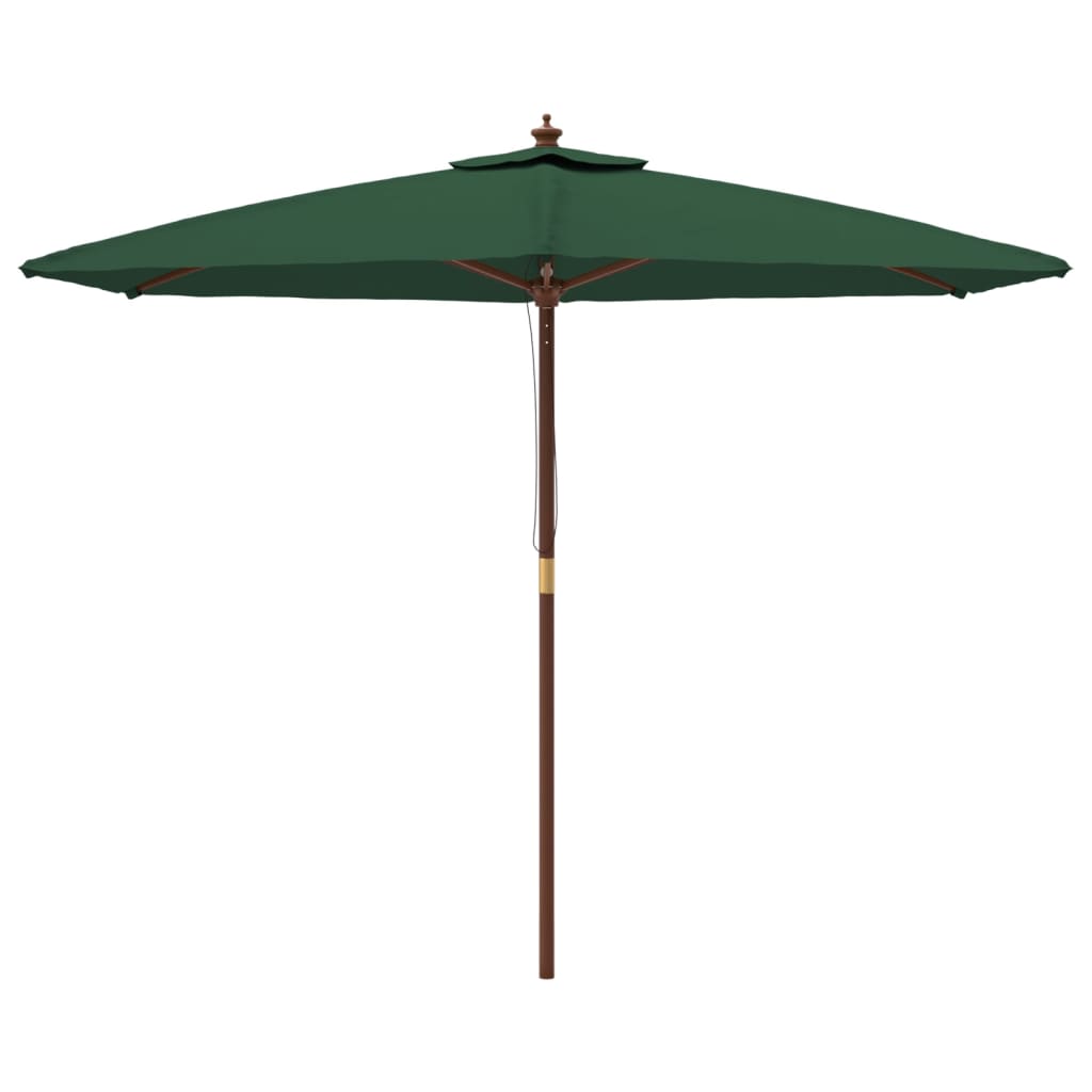 Vidaxl Parasol z lesenim drogom 299x240 cm zelena