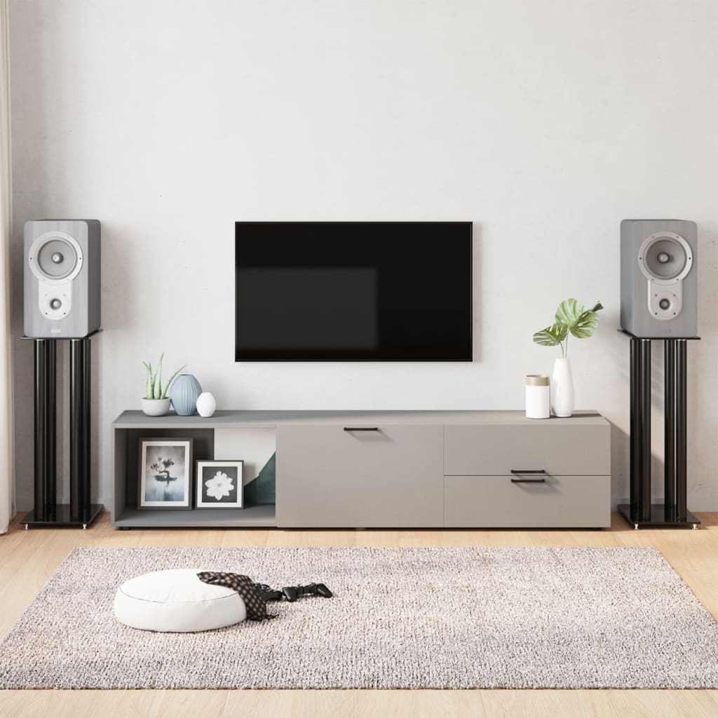 Seasann cainteoir Vidaxl 2 ríomhaire 4 philéar gloine tempered dubh