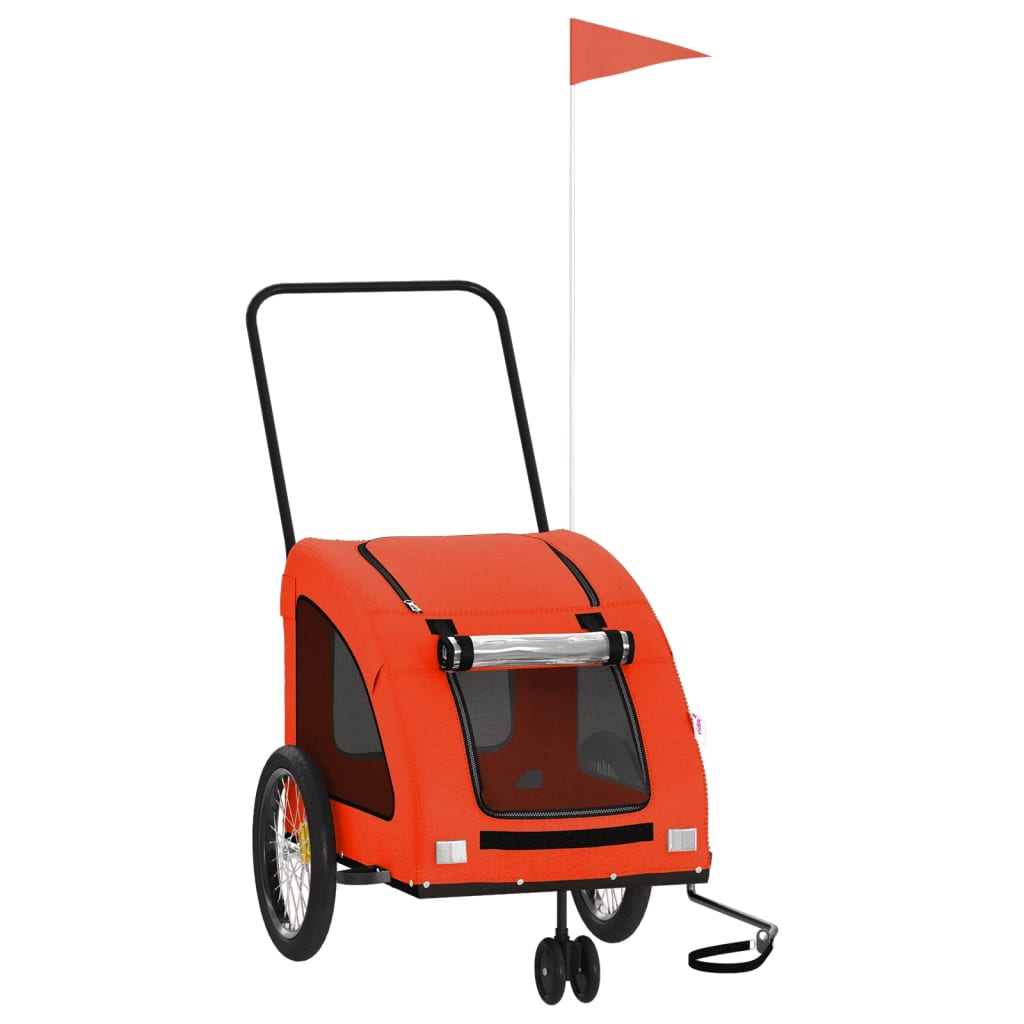 VidaXL koiran pyörän perävaunu oxford kangas ja rauta oranssi ja harmaa