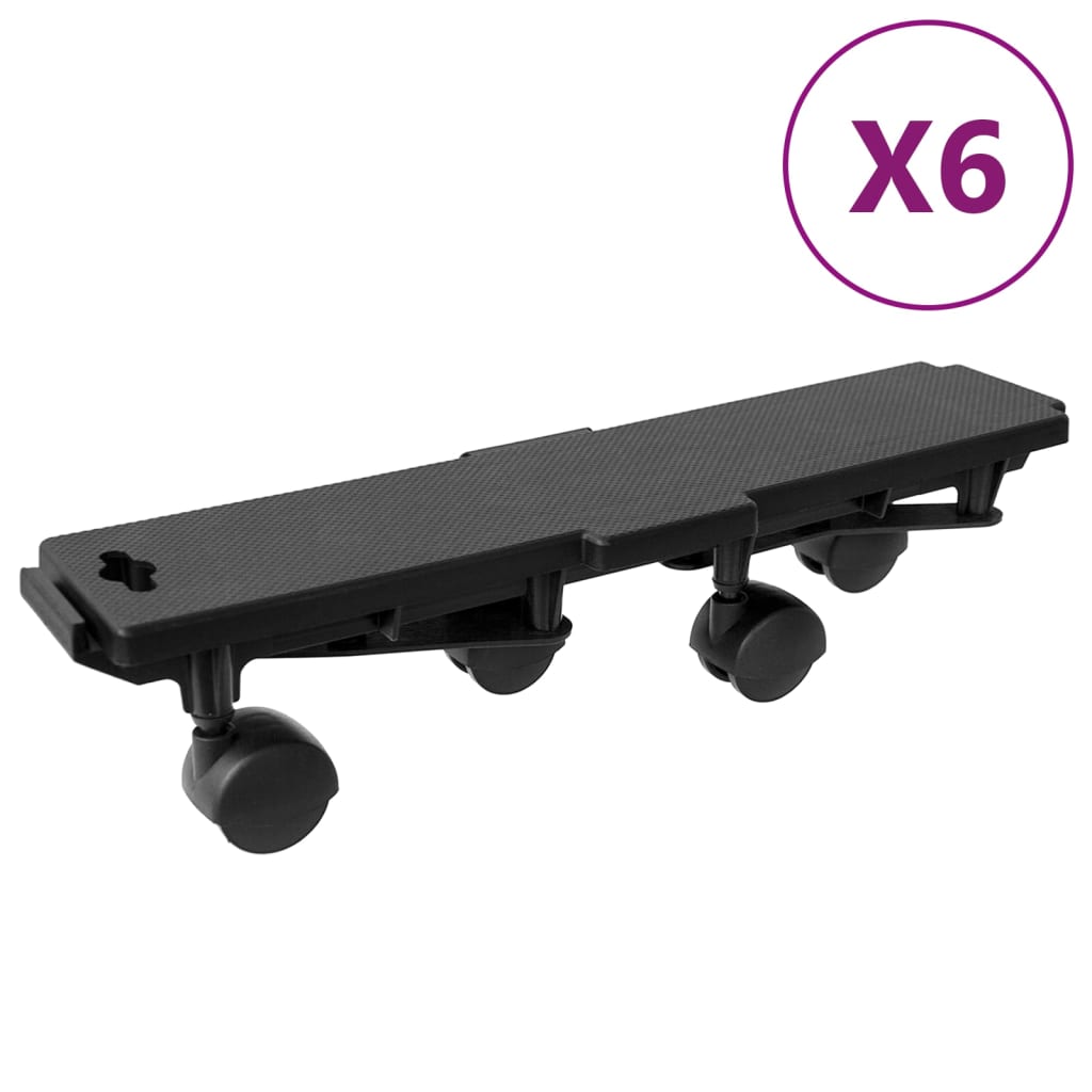 VidaXL Chiens de déménagement à 4 roues 6 pcs 170 kg polypropylène noir