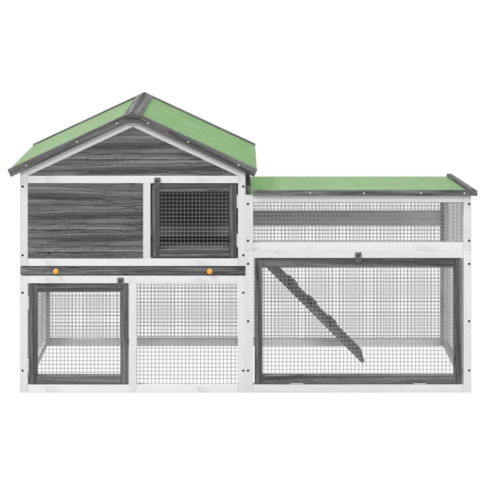 Vidaxl konijnenhok 185,5x60,5x109,5 cm massief grenenhout grijs