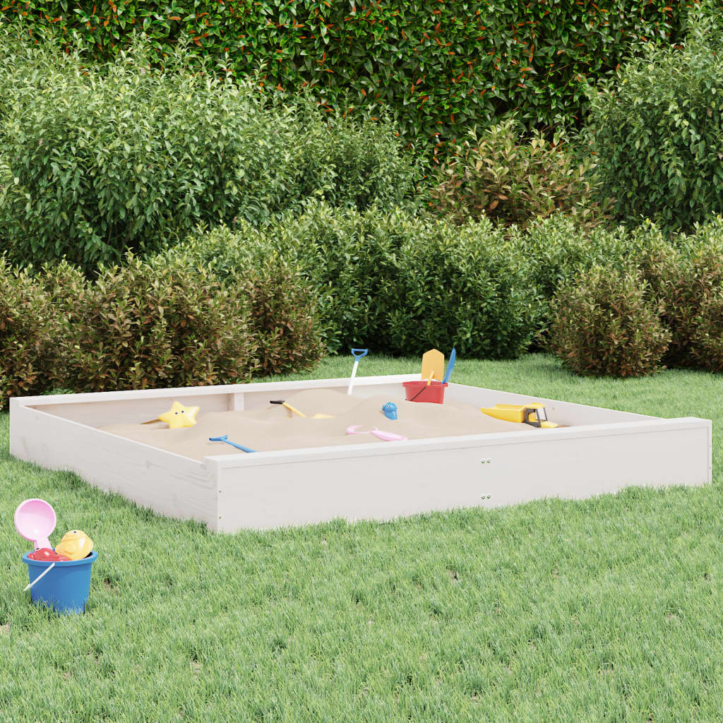 Vidaxl Sandpit s lavičkami čtvercové pevné borovice White