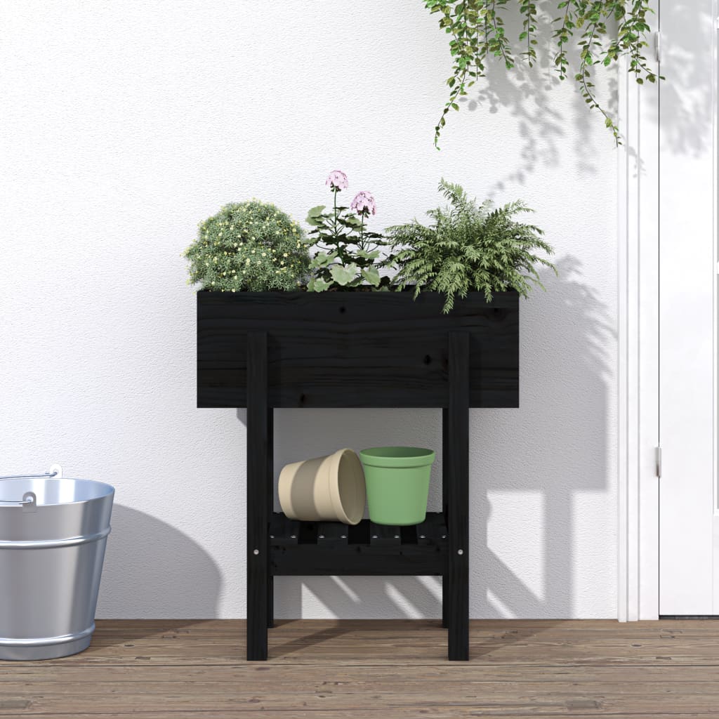 Bidaxx Planter 62x30x69 cm Solid Pine Wood Black