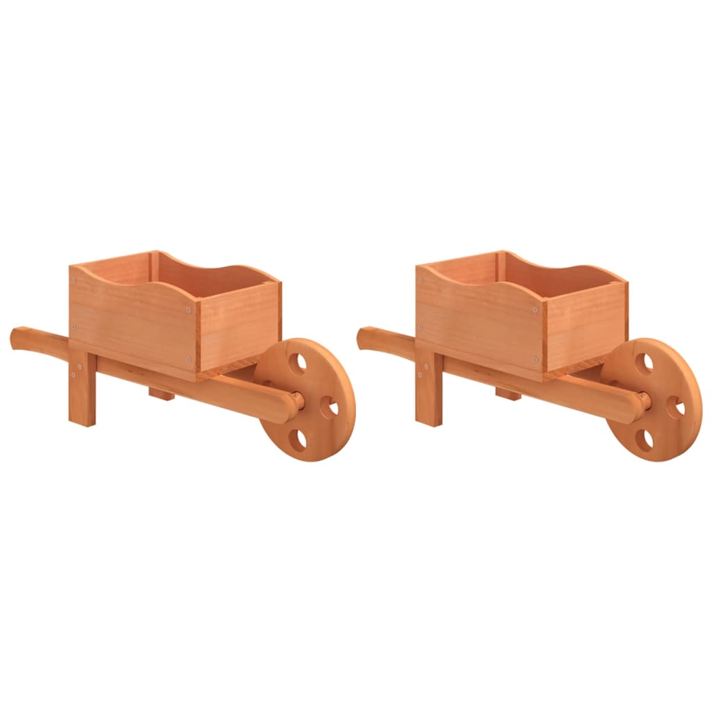 Vidaxl planter wheelbarrow 2 pcs 47x15x19 cm solid pine wood