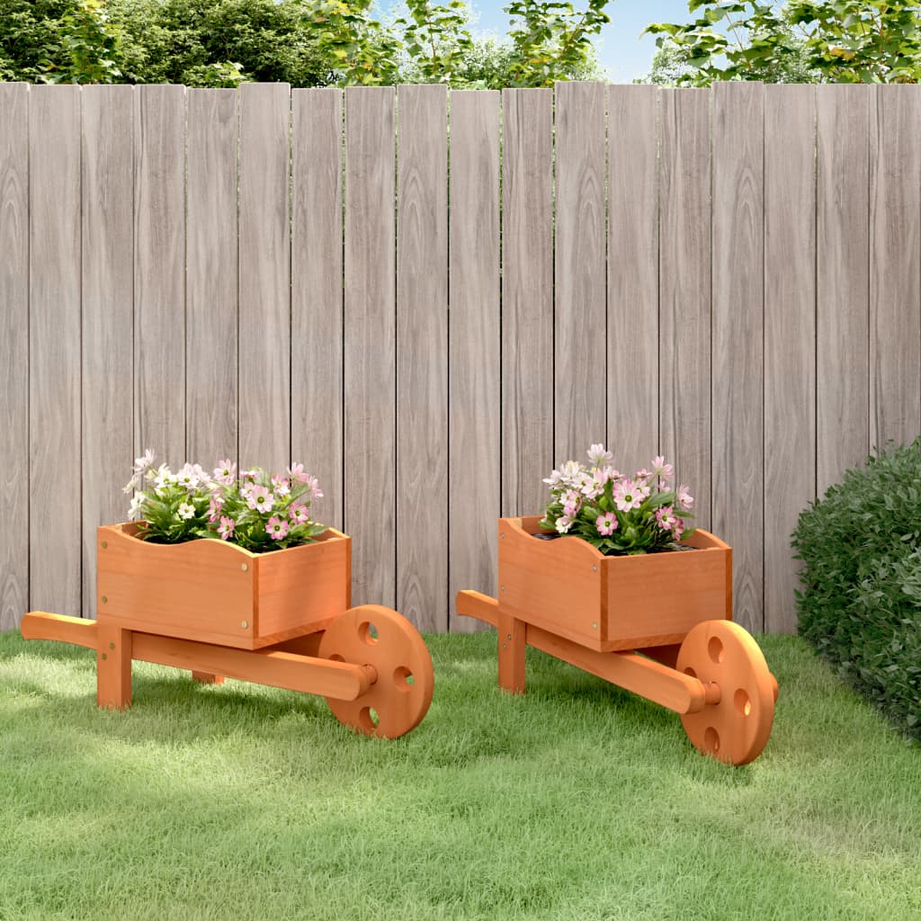 Vidaxl planter wheelbarrow 2 pcs 47x15x19 cm solid pine wood
