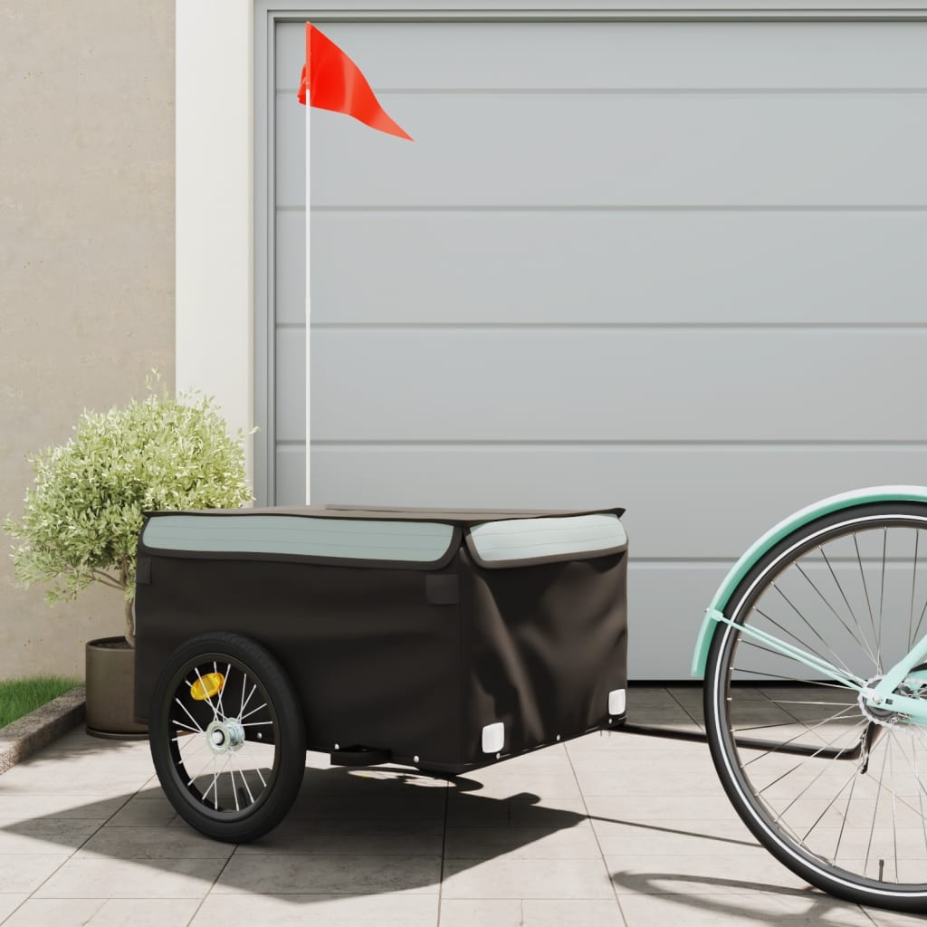 Remolque bicicleta vidaxxl 45 kg hierro negro y gris