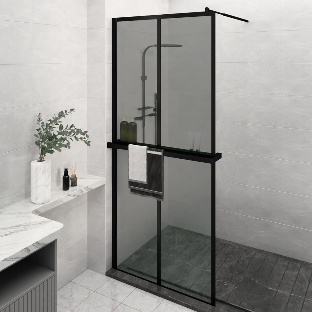 VidaXL Cabina doccia con ripiano 100x195 cm ESG vetro alluminio nero