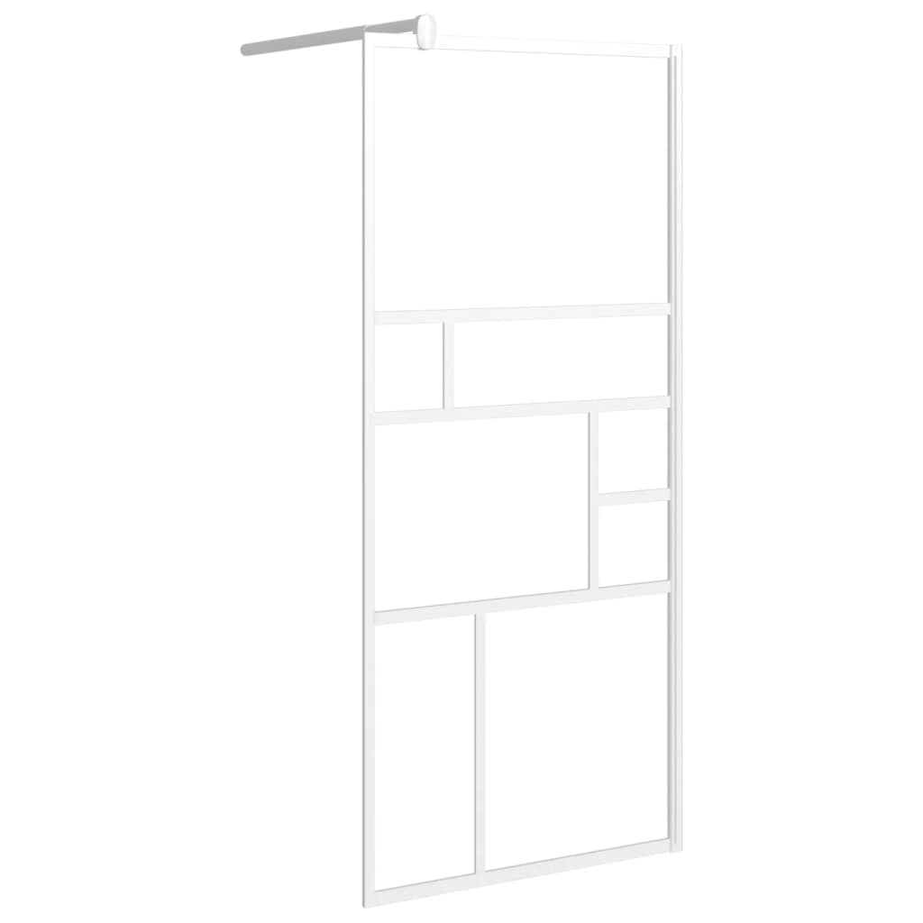 VidaXL Walk-in shower wall with shelf 90x195 cm ESG glass aluminum white