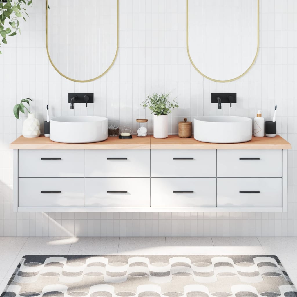 VidaXL Waschtischplatte 200x50x (2-4) cm unbehandeltes Massivholz