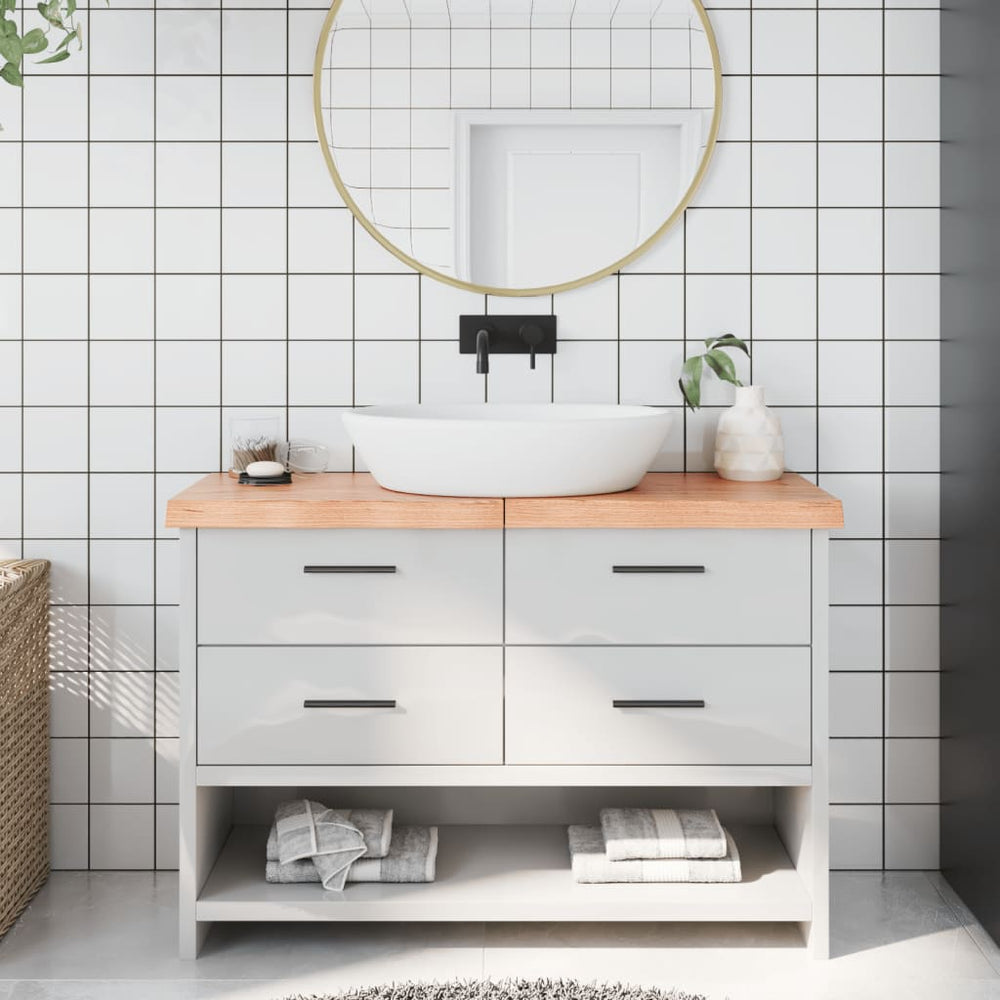 Vidaxl washbasin top 120x30x(2-6) cm treated solid wood light brown