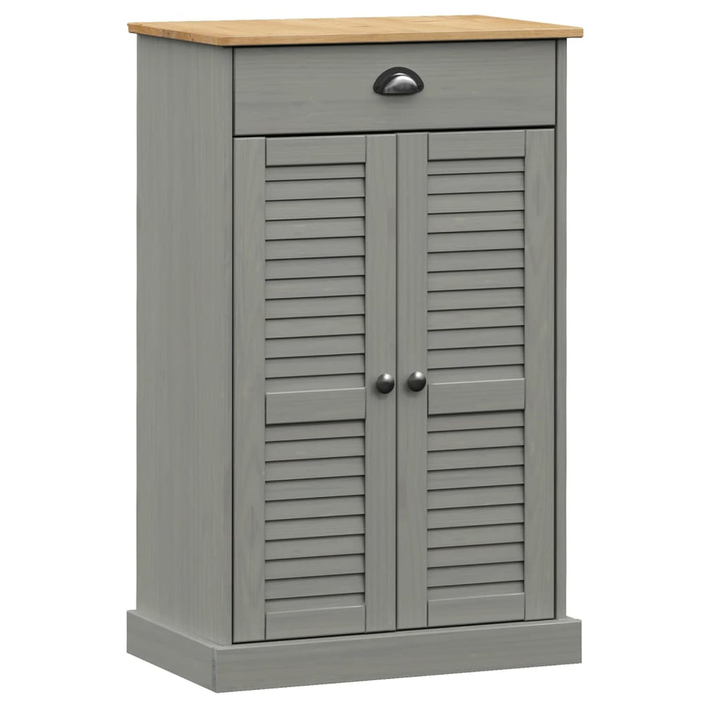 Vidaxl shoe cabinet vigo 60x35x96 cm solid pine wood gray