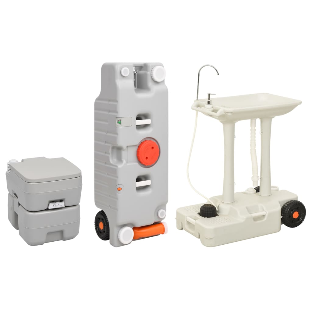 VidaXL WC da campeggio e lavandino con serbatoio dell'acqua