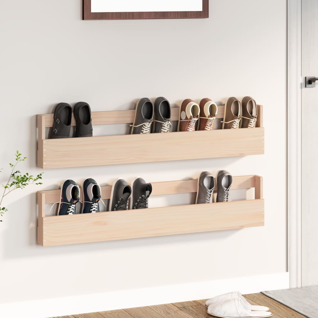 Vidaxl Wall Shoe Racks 2 pcs 110x9x23 cm Solid Pinewood