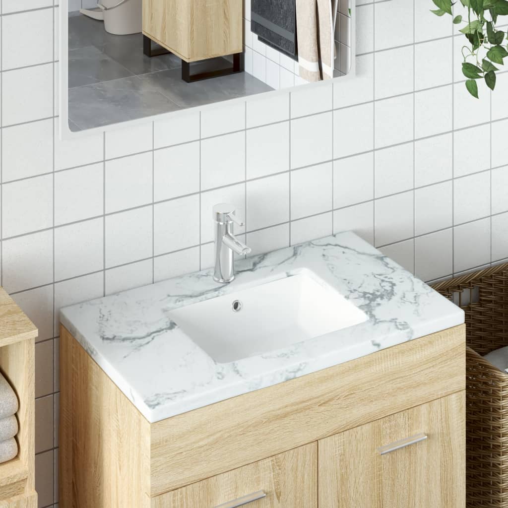 VidaXL Washbasin Rectangular 50x40.5x18.5 cm Ceramic White