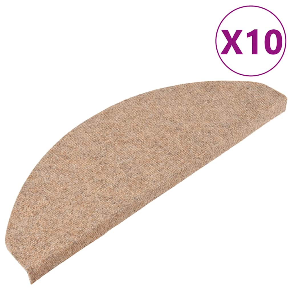 VidaXL tapis d'escalier auto-adhésifs 10 pcs 65x22,5x3,5 cm beige