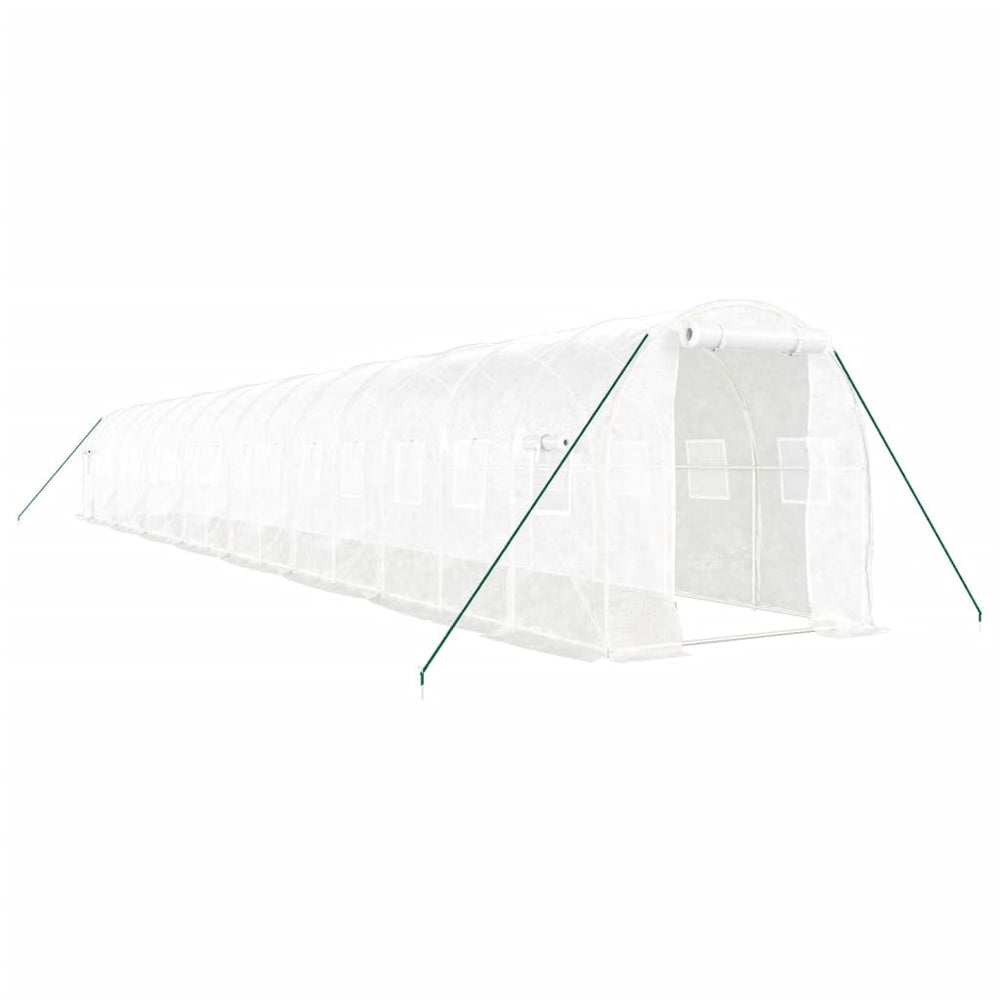 VidaXL Steel Frame Greenhouse 32 m² 16x2x2 m White