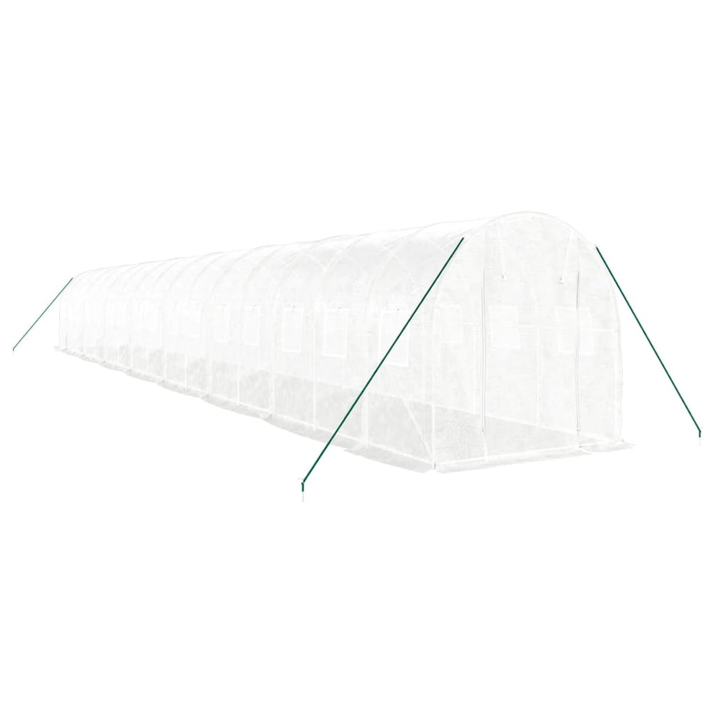 VidaXL Steel Frame Greenhouse 32 m² 16x2x2 m White