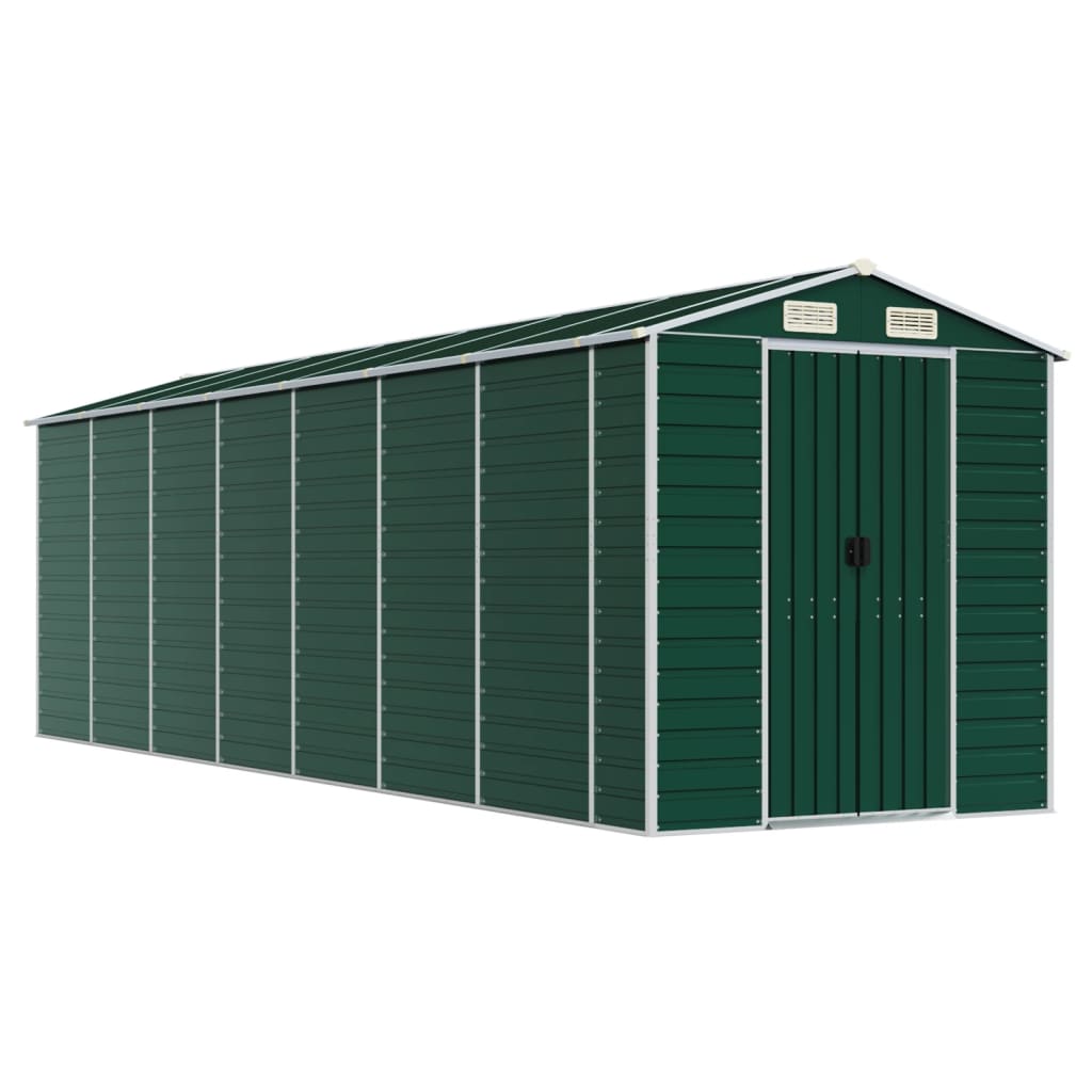 Vidaxl Garden Shed 191x640x198 cm galvanizovaná ocelová zelená