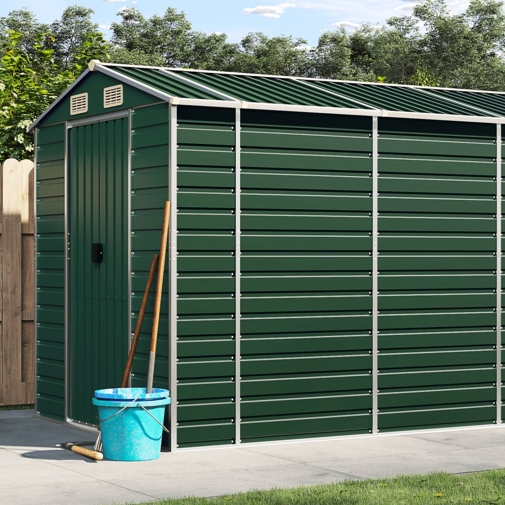 Vidaxl Garden Shed 191x640x198 cm galvanizovaná ocelová zelená