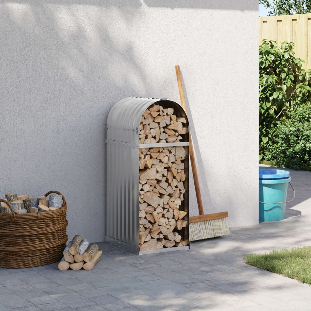 VidaXL Firewood storage 40x45x100 cm galvanized steel light gray