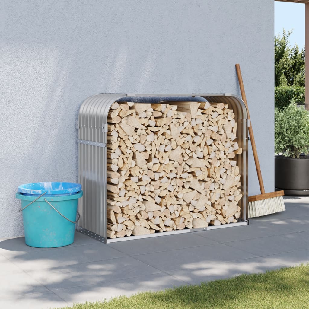 VidaXL Firewood storage 120x45x100 cm galvanized steel light gray