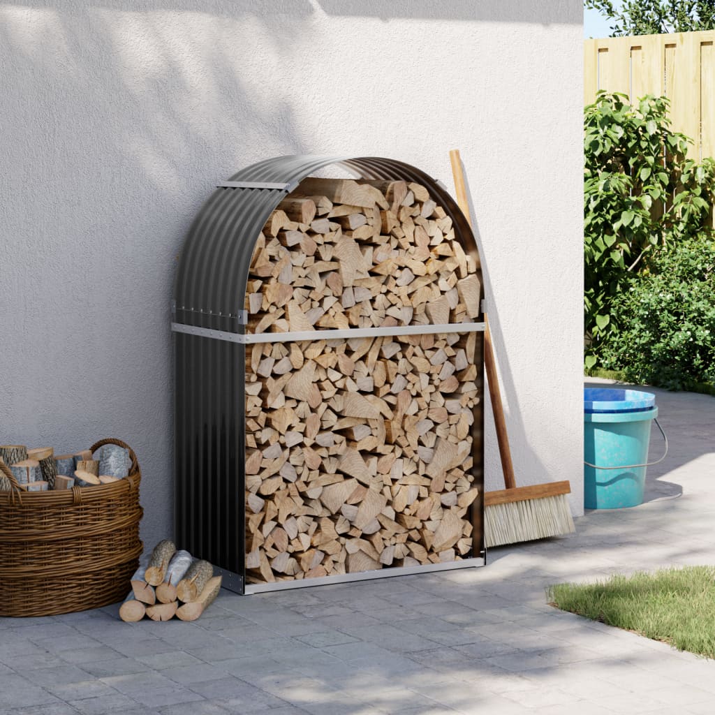 VidaXL Firewood storage 80x45x120 cm Galvanized steel anthracite
