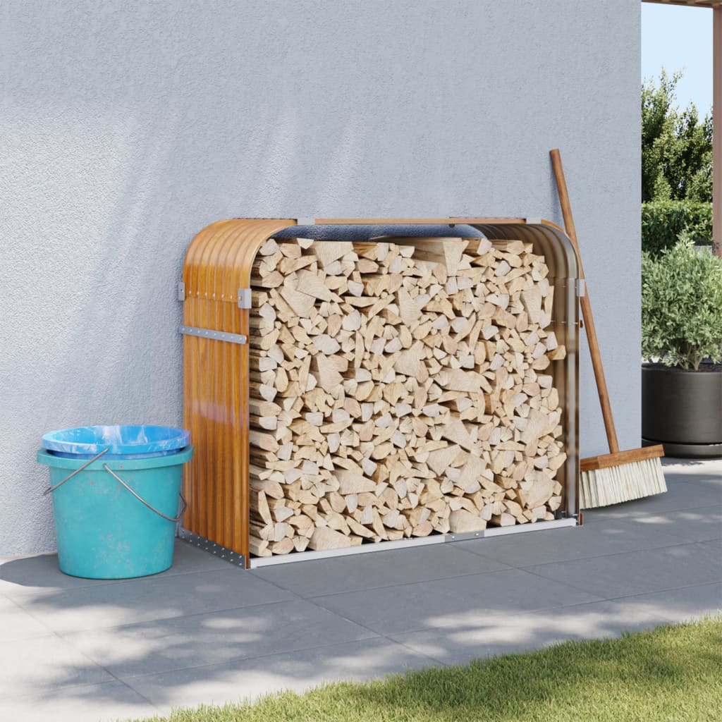 VidaXL Firewood storage 120x45x100 cm Galvanized steel light brown