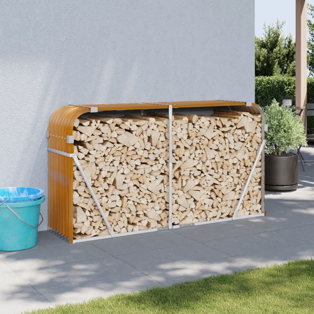 VidaXL Firewood storage 180x45x100 cm Galvanized steel light brown