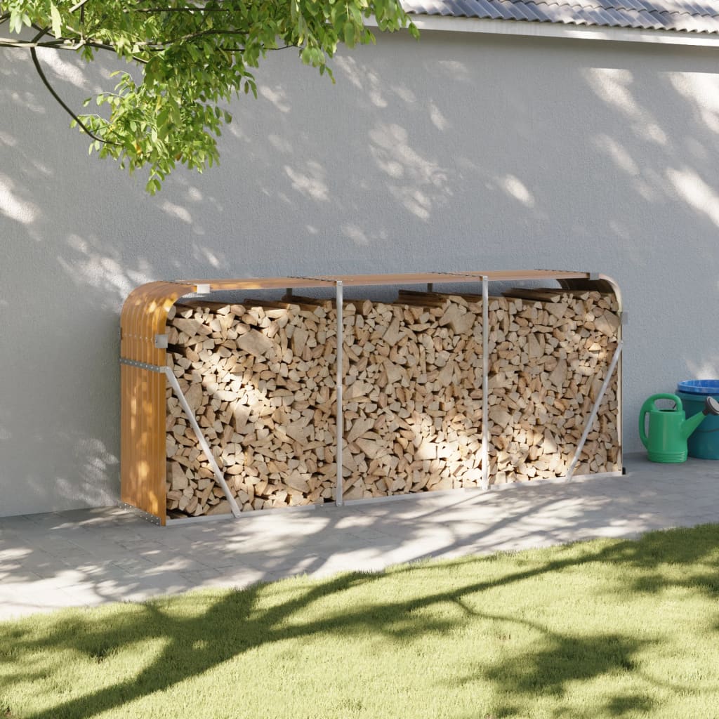 VidaXL Firewood storage 234x45x100 cm Galvanized steel light brown