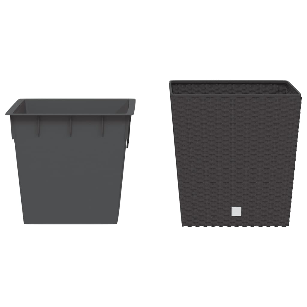 Vidaxl planter with removable tray rattan look 21 32 l pp brown