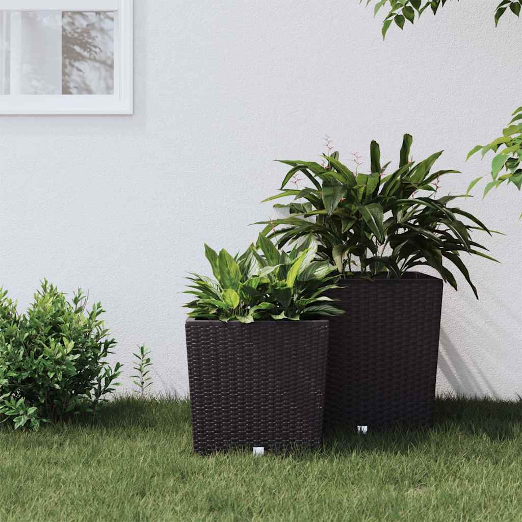 Jardinera vidaxxl con bandeja extraíble aspecto ratán 21 32 l pp marrón