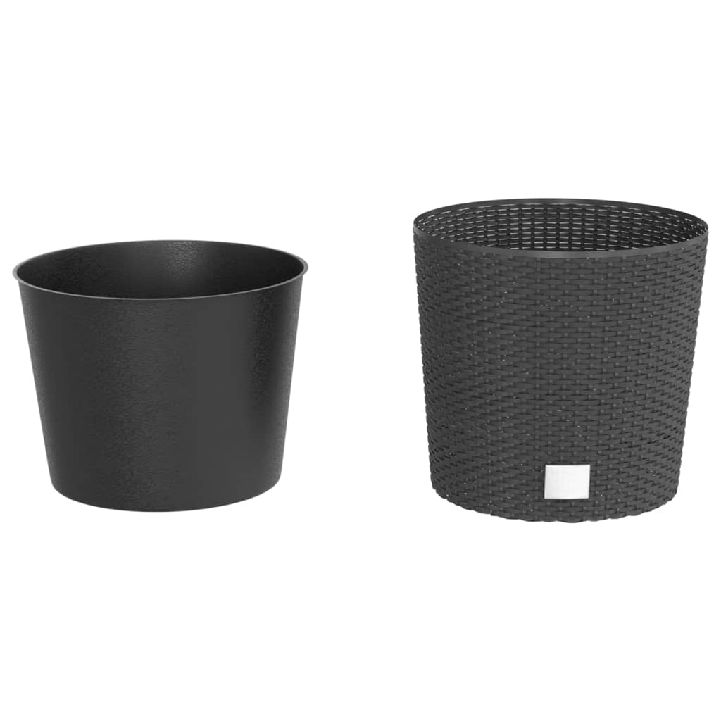 Vidaxl planter removable tray rattan look 15 15.3 l pp anthracite