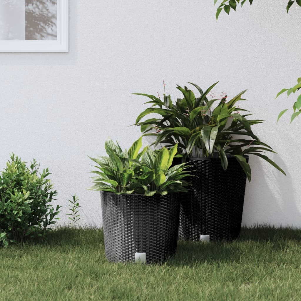 Vidaxl planter removable tray rattan look 15 15.3 l pp anthracite