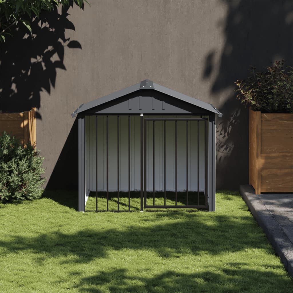 Vidaxl dog loft with roof 117x103x102 cm galvanized steel black