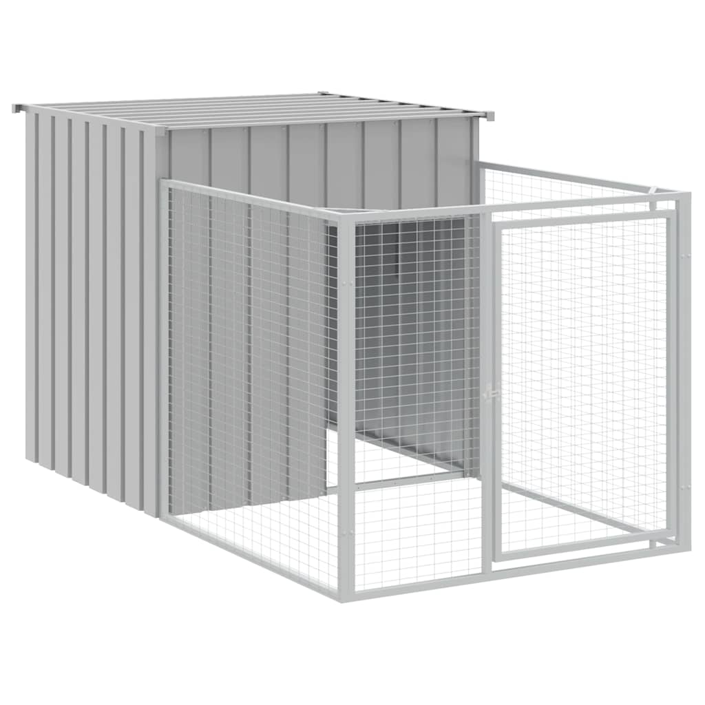 Casinha de cachorro Vidaxxl com telhado 110x201x110 cm aço galvanizado cinza